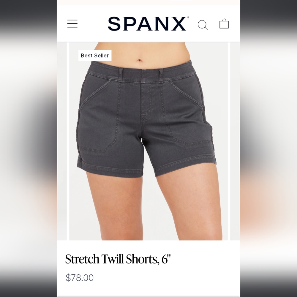 Spanx stretxh twill shorts 6" inseam sz Large